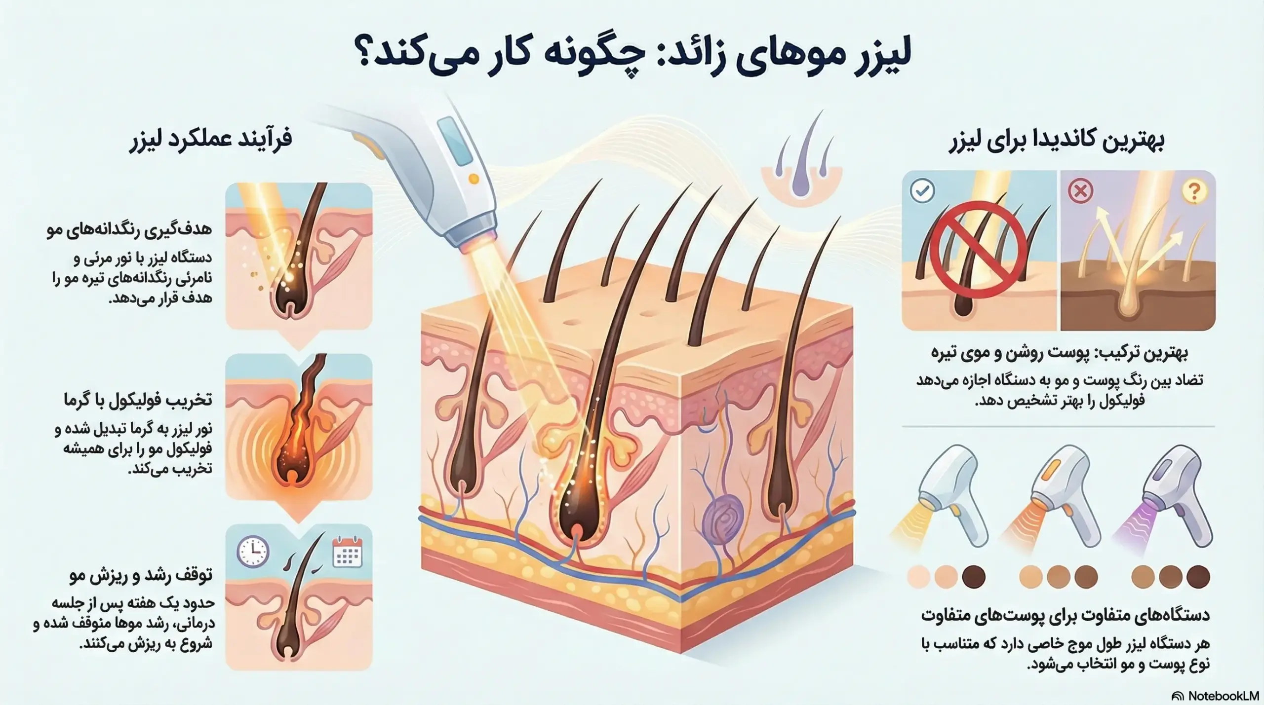 رفع موهای زائد با لیزر چگونه انجام میشود؟